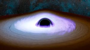  Illustration of material swirling around a black hole highlights the corona, that shines brightly in X-ray light.