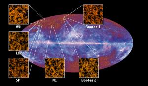 This image shows the location of the first six fields used to detect and study the Cosmic Infrared Background.