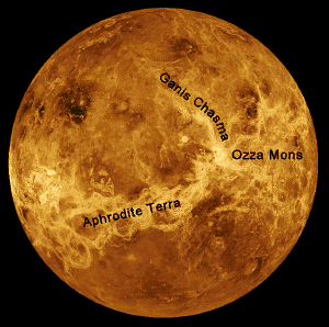 Radar map of Venus showing a young surface.
