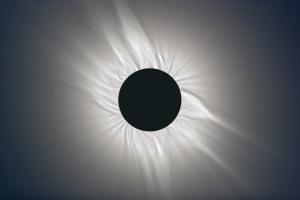 The solar corona during a total eclipse.