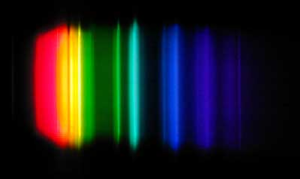 A bright line spectrum.