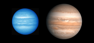 The fictional planet Polyphemus compared to Jupiter.