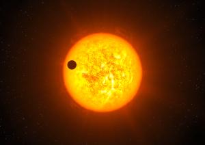 Artist view of an exoplanet transiting its star.