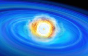 An artist's rendering of a star about to explode as a supernova.