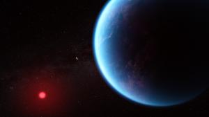 Artist depiction of the hycean world K2-18 b.