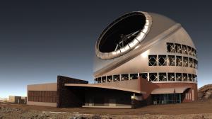 TIllustration of proposed giant telescope on Mauna Kea.