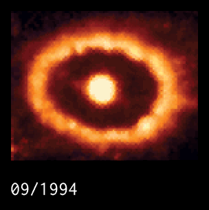 Hubble's observations of SN 1987a over time.