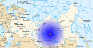 Impact zone of the 1908 Tunguska Event.