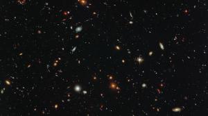 A deep field image of distant galaxies.