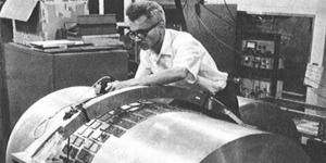 Weber with one of his gravity wave detectors.