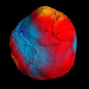 The Earth with it's gravitational variations shown greatly magnified.