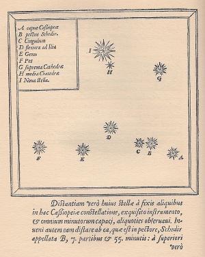 Star map showing Tycho's *nova stella*.