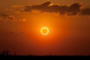 An annular eclipse showing the 'ring of fire.'