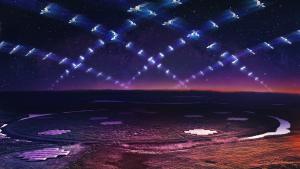 Illustration Starlink satellites over LOFAR.