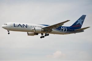 A passenger plane in flight.