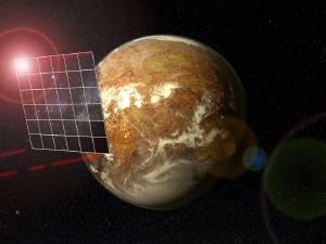 Illustration of a solar sail used to propel a spacecraft.