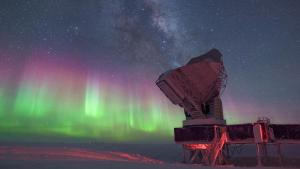 The South Pole Telescope observes the southern winter sky.