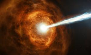 Artist's depiction of a powerful gamma ray burst.