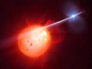 This artist’s impression shows the strange object AR Scorpii.