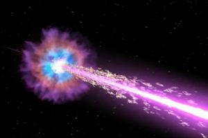 Artist's illustration of a gamma ray burst.