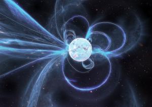 An artist view of a highly magnetized neutron star.