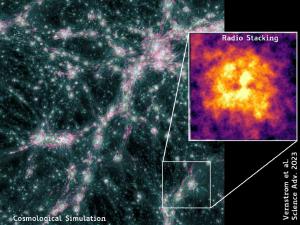 A composite image showing the magnetic fields of the cosmic web.