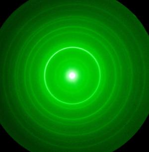 A pattern of electron diffraction.