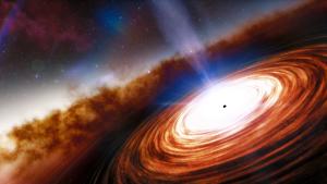Artist's impression of an active supermassive black hole in the early universe.