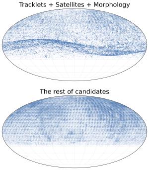 Satellite glints (top) vs candidate transients (bottom).