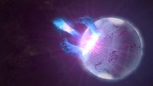 Artist's depiction of a highly magnetize neutron star known as a magnetar.