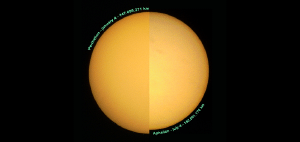 The apparent size of the Sun changes slightly.