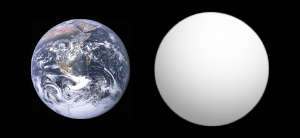 Comparison of best-fit size of the exoplanet GJ 1132 b with Earth.