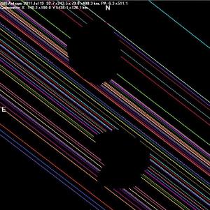 Ocultations different vantage points reveals the shape of an asteroid.