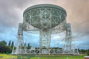 The Lovell Radio Telescope at Jodrell Bank Observatory, near Goostrey, Cheshire, England.