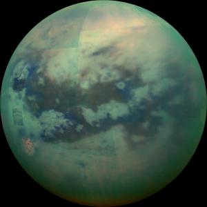 Titan has seas, mountains, and complex geology.