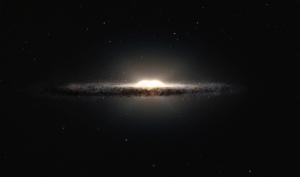 Artist’s impression shows how the Milky Way galaxy would look seen from almost edge on.