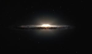 Artist’s impression shows how the Milky Way galaxy would look seen from almost edge on.