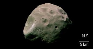 Image of the Martian moon Phobos taken by the High Resolution Stereo Camera (HRSC) on board ESA’s Mars Express spacecraft.