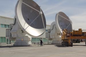 A 12-meter antenna. Yours truly for scale.