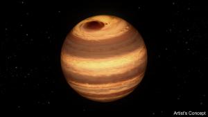 This illustration shows a cool star, called W1906+40, marked by a raging storm near one of its poles.