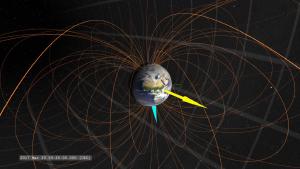 A visualization of Earth's magnetosphere.