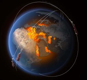 The Swarm constellation probes the magnetic field of Earth's core.