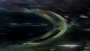 The Enterprise using warp drive, as seen in Star Trek Beyond.