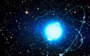 This artist’s impression shows the magnetar CXOU J164710.2-455216 in the very rich and young star cluster Westerlund 1.