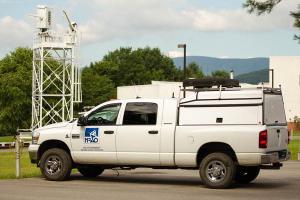 The mobile radio van to detect stray radio signals.