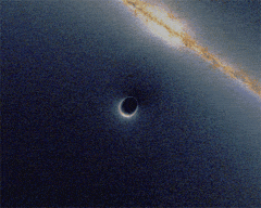 Simulated lensing by a black hole.