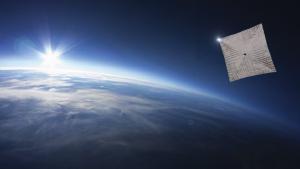 An illustration of Lightsail 2 being tested above Earth.