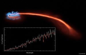 Illustration of a star being ripped apart by a black hole.