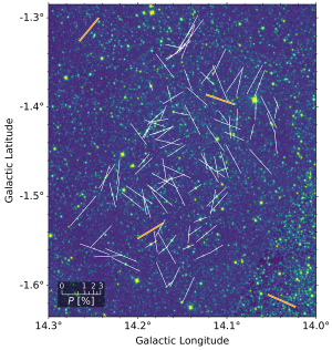 White lines show the complex structure of magnetic fields in our galaxy.