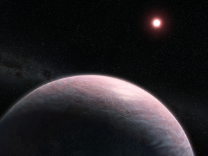 Artist impression of an exoplanet with a thin atmosphere.